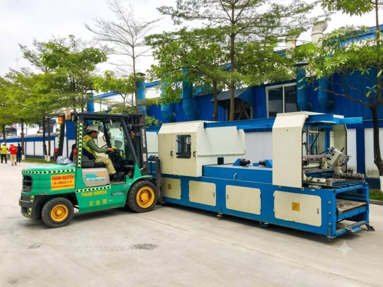 Nhật Ký Thi Công: Cẩu Rút Container & Định Vị Máy Cắt Wafer Silic Tại KCN Việt Hàn - Bắc Giang